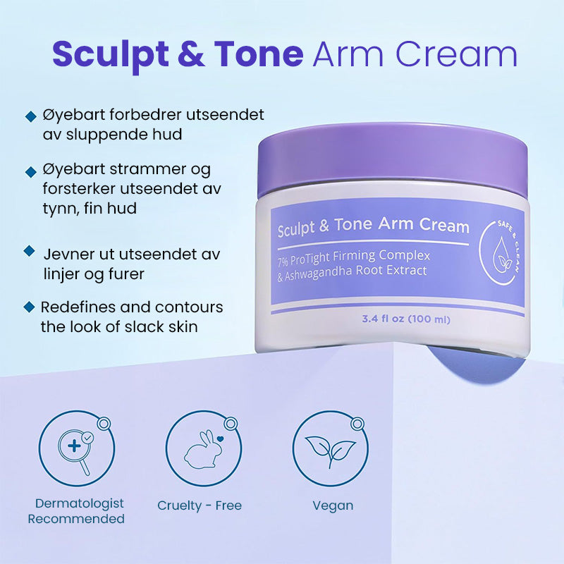 Armcreme for skulpturering og tonerende effekt