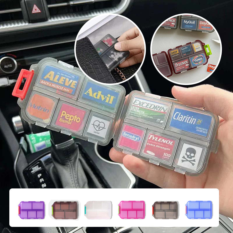 Travel Pill Organizer Box (161 etiketter for tilpasning)