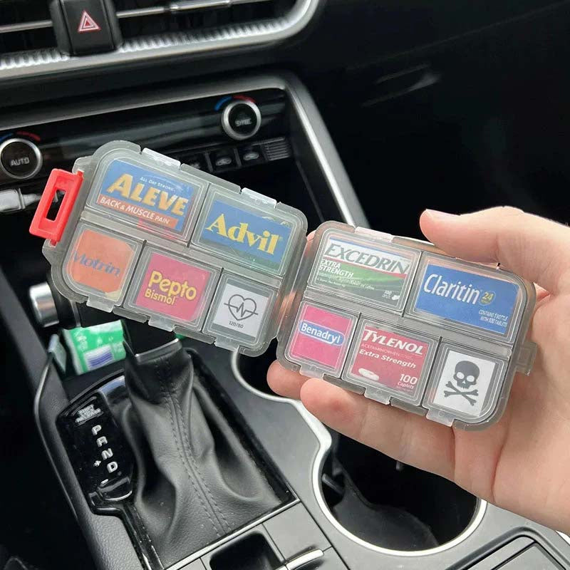 Travel Pill Organizer Box (161 etiketter for tilpasning)