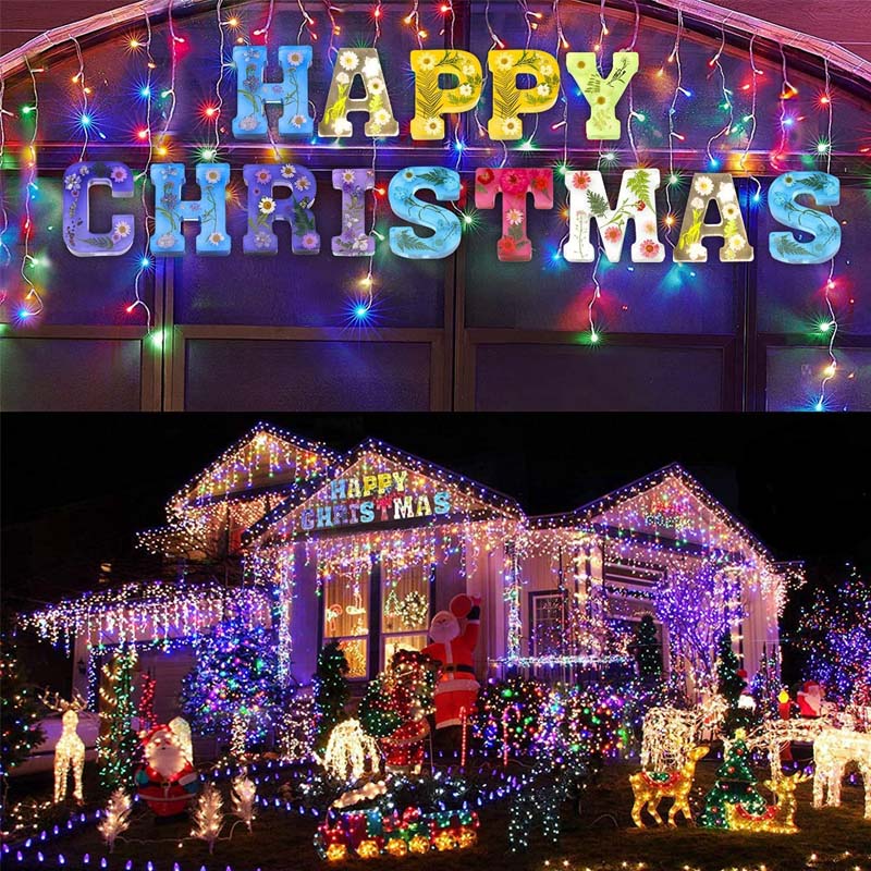 Nattlys med tørkede blomsterbokstaver