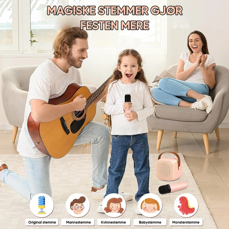 Mini karaokemaskin med trådløse mikrofoner
