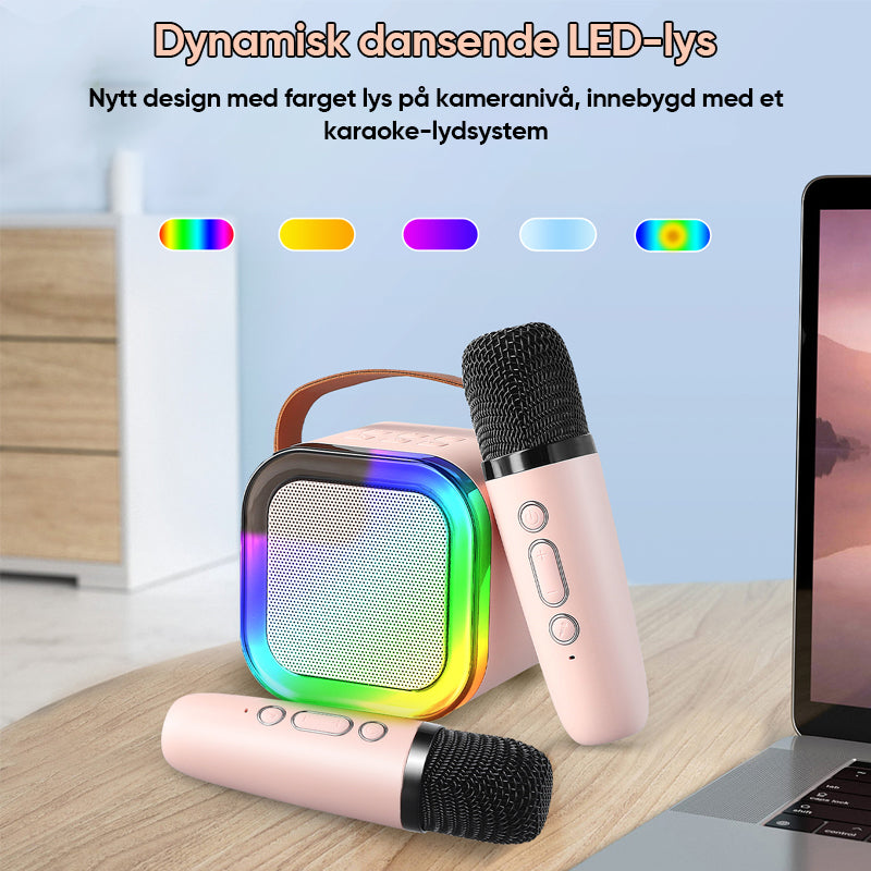 Mini karaokemaskin med trådløse mikrofoner
