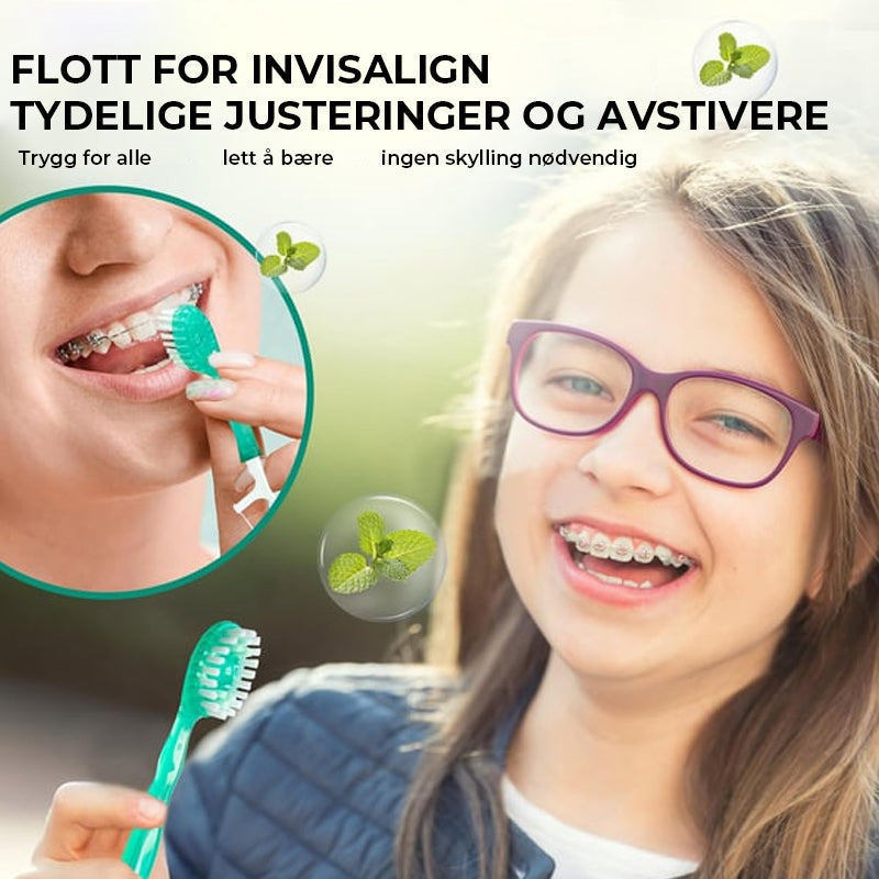 Minitannbørste 5 i 1 verktøy (tannkrem + tanntråd + plekter + tungeskrape) Bærbart reisesett