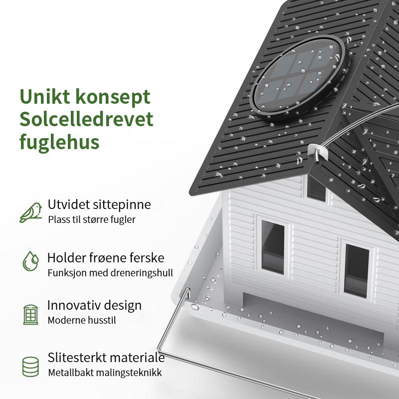 Solcelledrevet fuglemater til oppheng utendørs