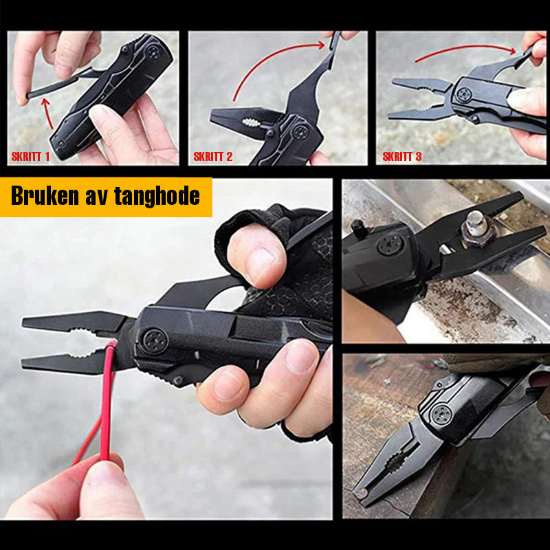 6 i 1 lommeknivtang i rustfritt stål