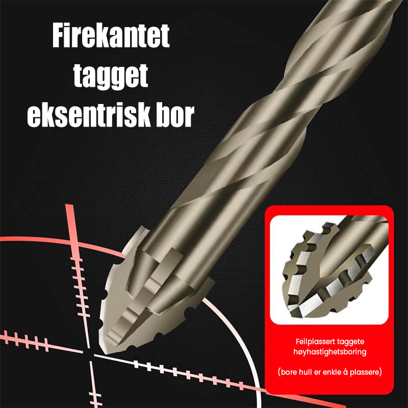 Fire-blad serratert eksentrisk borer