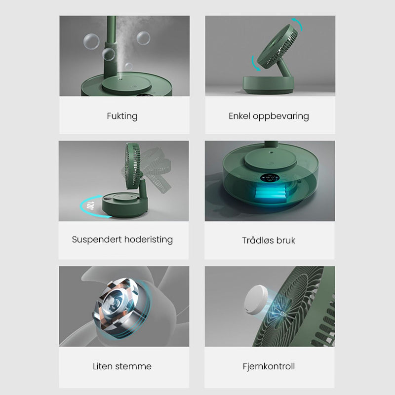 Teleskopisk sammenleggbar vifte