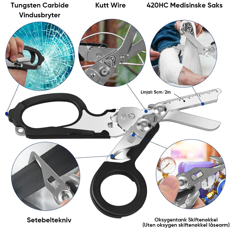 6 i 1 multifunksjonell traumesaks