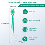 Minitannbørste 5 i 1 verktøy (tannkrem + tanntråd + plekter + tungeskrape) Bærbart reisesett