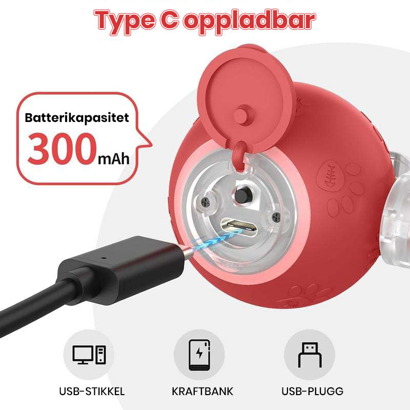 Interaktiv oppladbar ball katte- og hundeleke