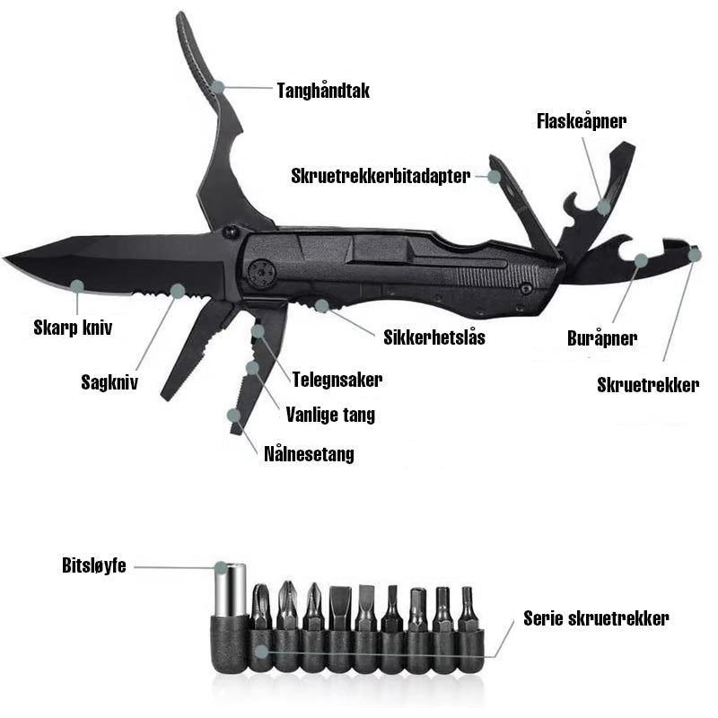 6 i 1 lommeknivtang i rustfritt stål