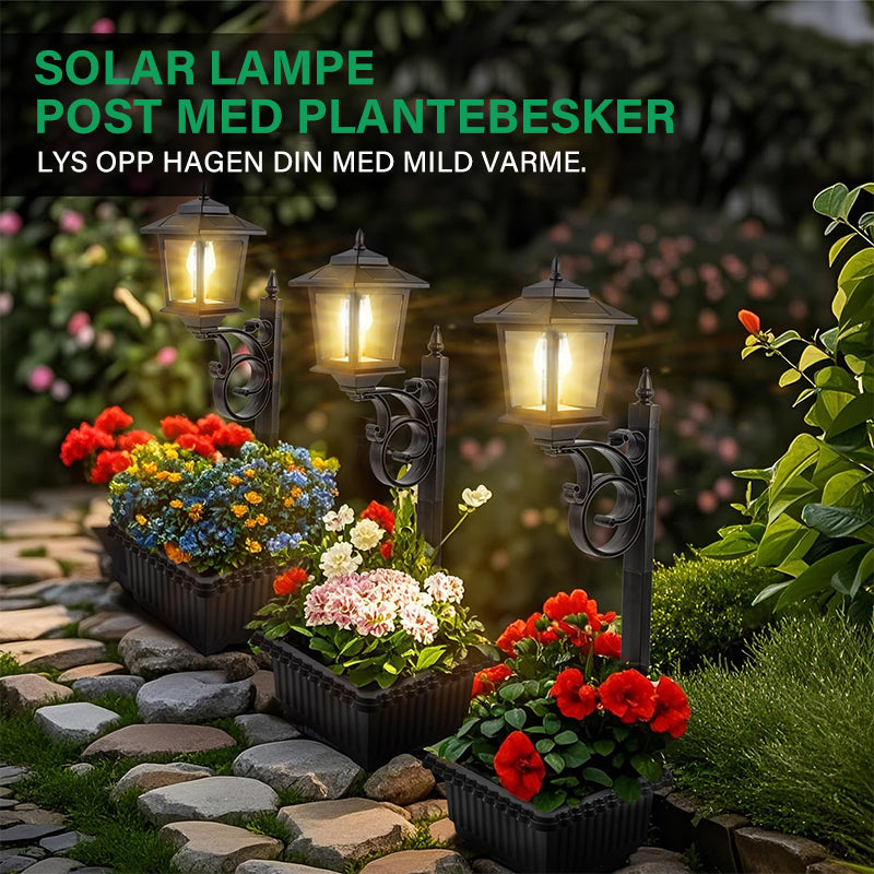 Soldrevet blomsterpotte gatelys