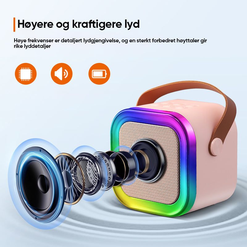 Mini karaokemaskin med trådløse mikrofoner