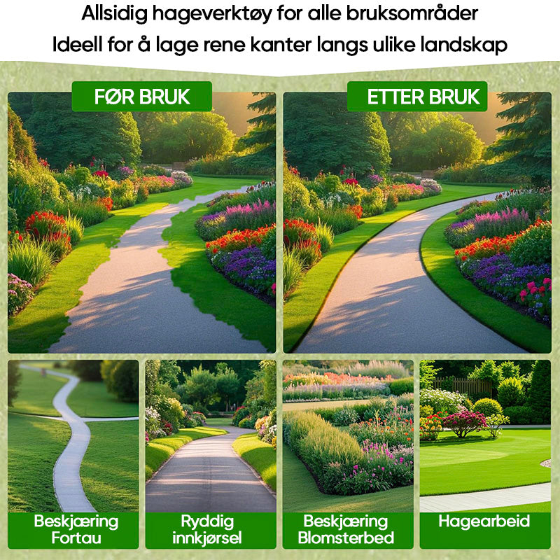 Halvmåne gresskantklipper med T-håndtak