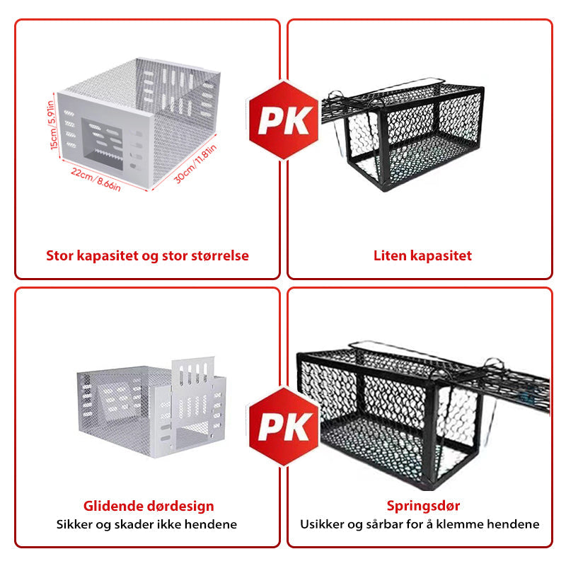 Automatisk musefelle i rustfritt stål