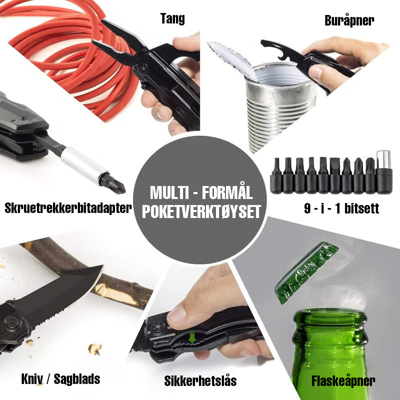 6 i 1 lommeknivtang i rustfritt stål