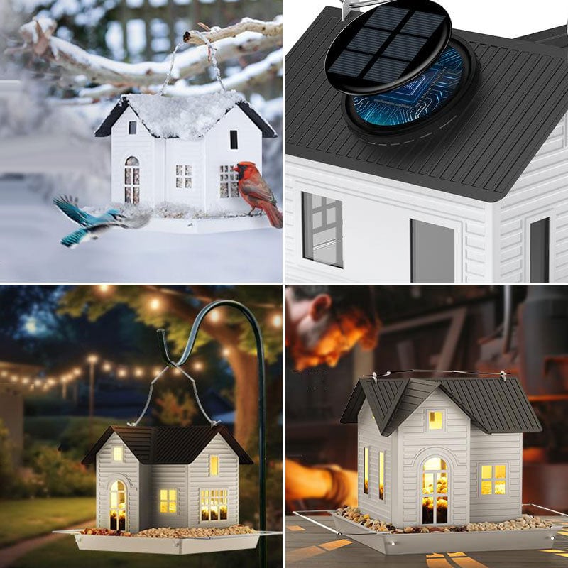 Solcelledrevet fuglemater til oppheng utendørs