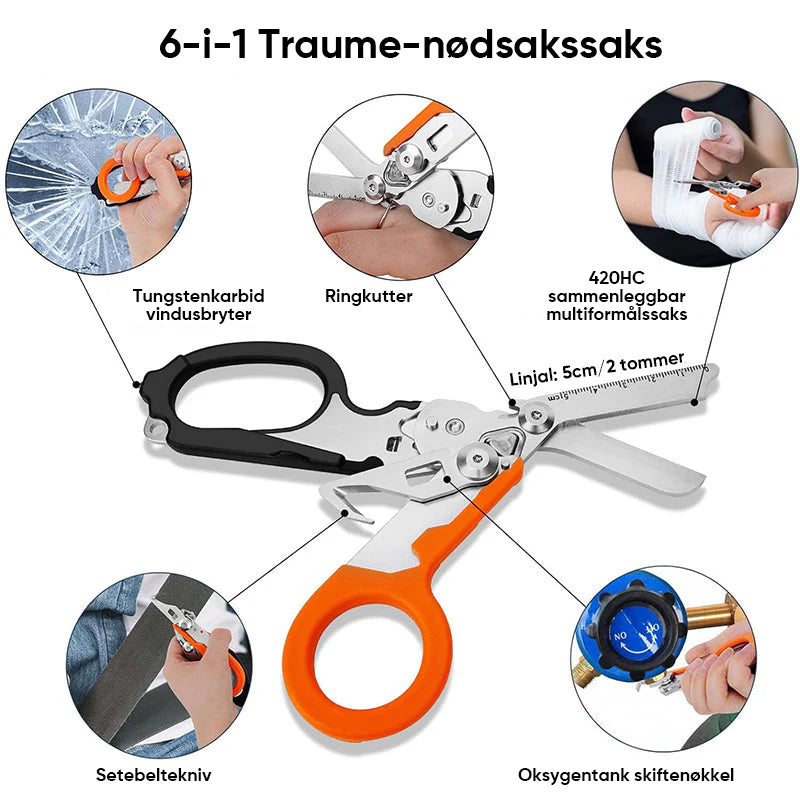 6 i 1 multifunksjonell traumesaks