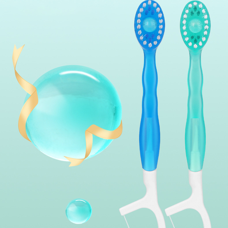 Minitannbørste 5 i 1 verktøy (tannkrem + tanntråd + plekter + tungeskrape) Bærbart reisesett