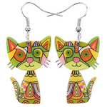 Katt øredobber i malt akryl