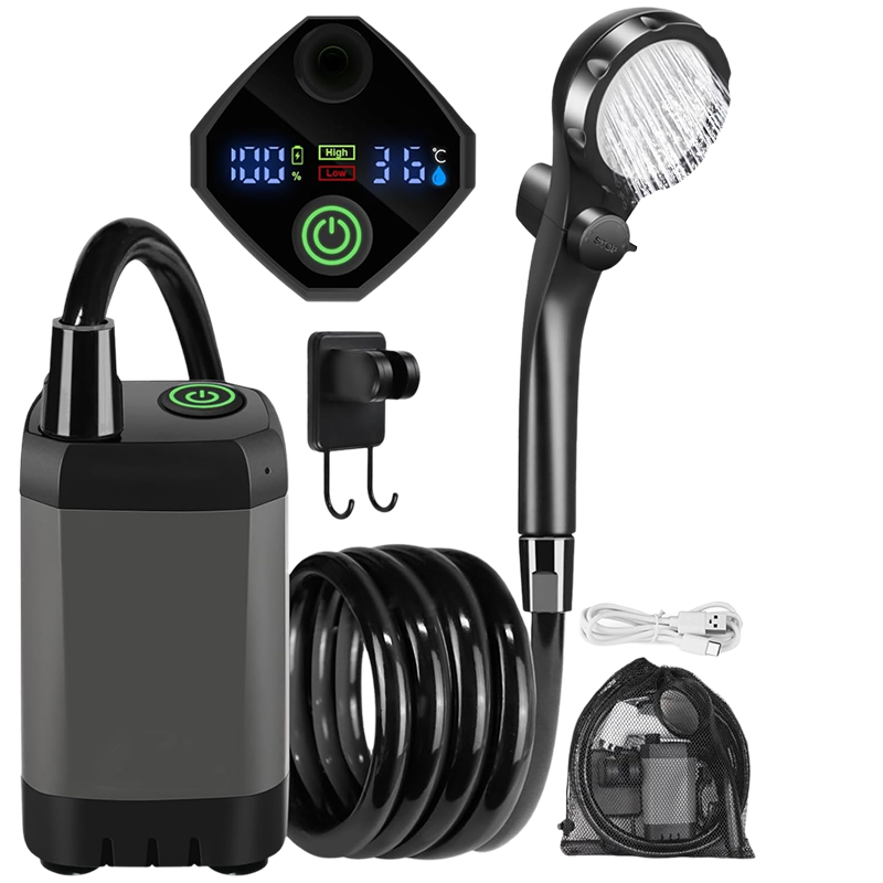 Bærbar, oppladbar utendørs campingdusjpumpe