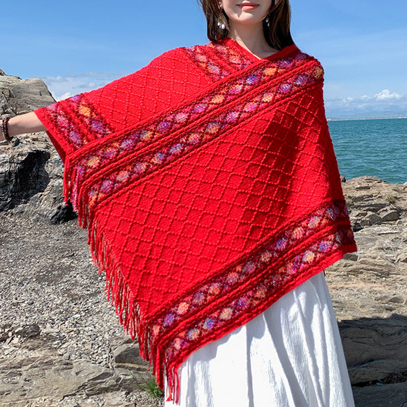 Retro genser, dusk sjal for kvinner