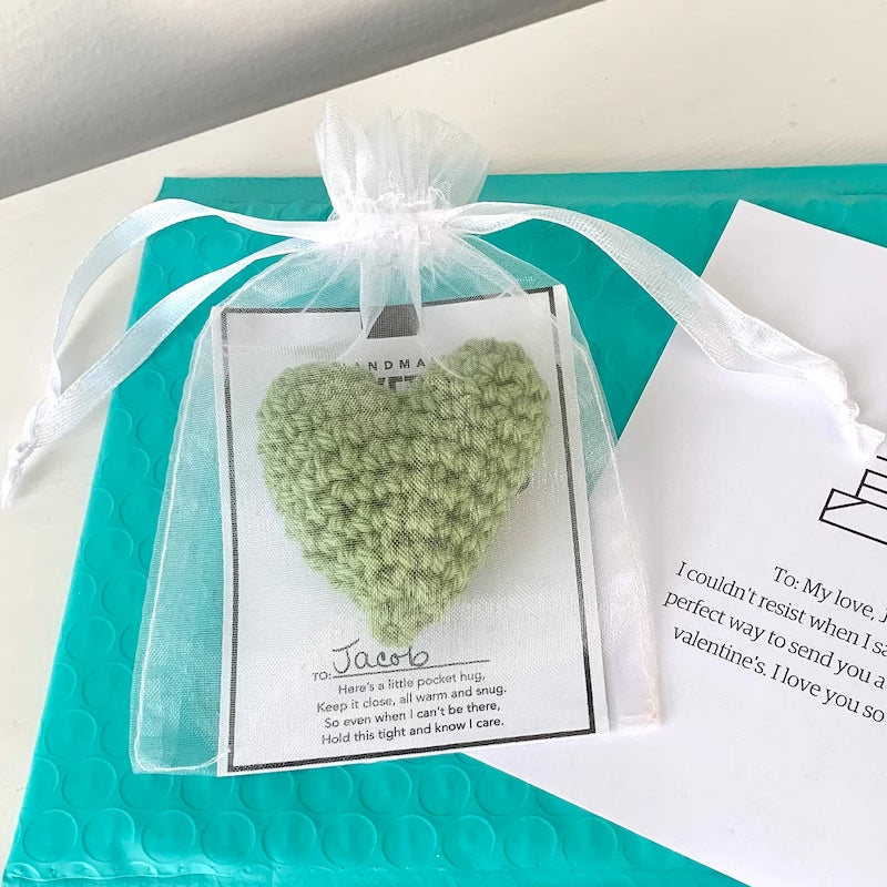 Lommeklem Hekle Hjerte Liten Gave