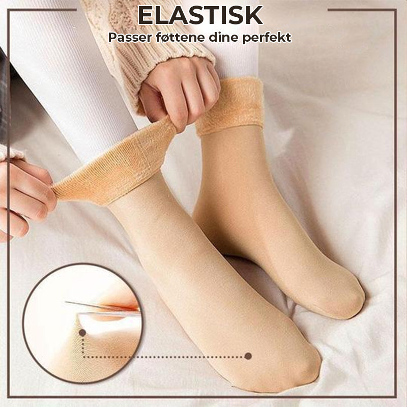 Fortykkende vintermyke fløyelssnøsokker