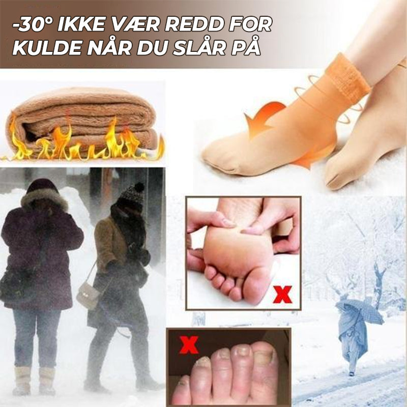 Fortykkende vintermyke fløyelssnøsokker